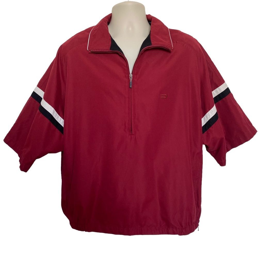 Dockers Golf Stain Defender 1/2 Zip Windbreaker Wind Water Resistant Lined Red L